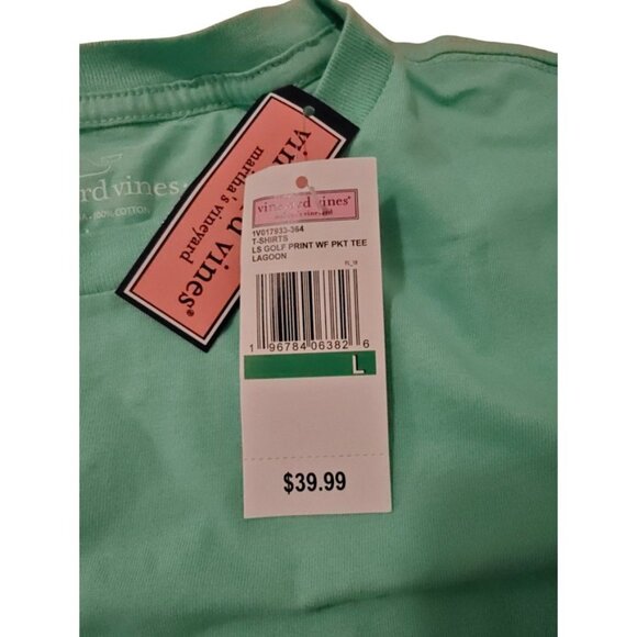 Vineyard Vines Men's Long Sleeve Green Large T Shirt Golf Graphic Pocket New Tag - Picture 15 of 15